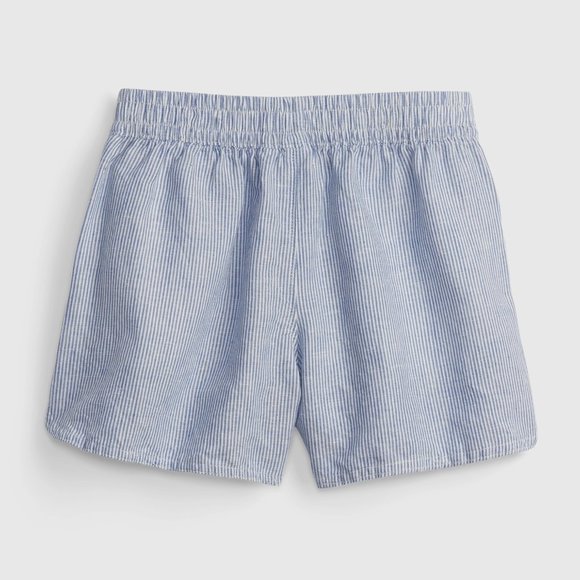Gap Kids Linen-Cotton Pull-On Dolphin Shorts blue and white stripes - Picture 2 of 9